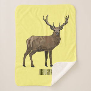 Deer cartoon illustration sherpa blanket