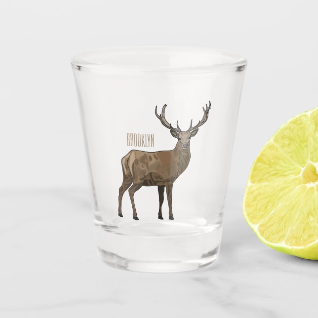Deer cartoon illustration shot glass (Front)
