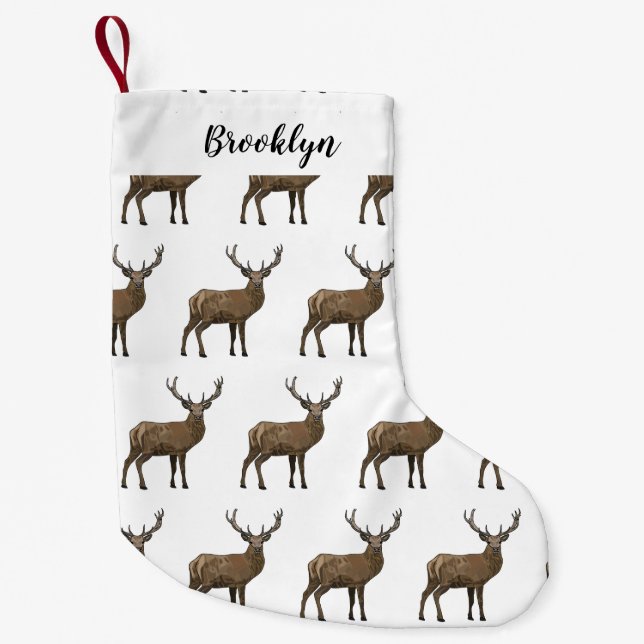 Deer cartoon illustration small christmas stocking (Front)
