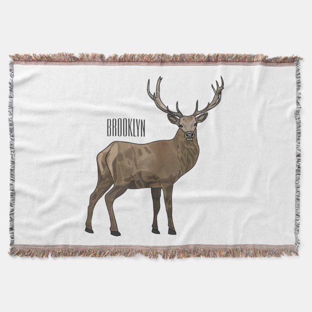 Deer cartoon illustration throw blanket (Front)
