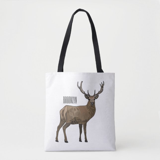 Deer cartoon illustration tote bag (Front)