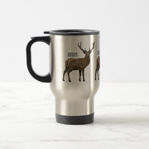 Deer cartoon illustration travel mug