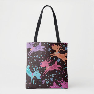 Deer Cartoon Vintage Tapestry Tote Bag