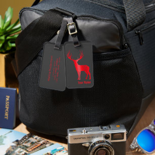 Deer Chalet Antlers Retro Stag Antlers Vintage Luggage Tag