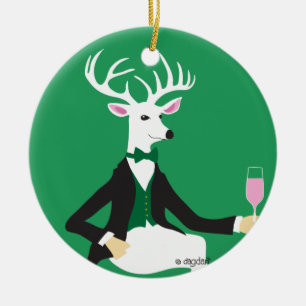 Deer Cheer Ceramic Ornament