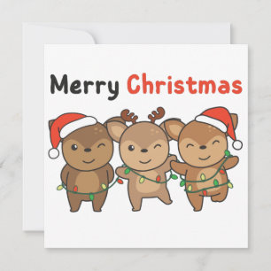 Deer Christmas Animals Cute Deer Merry Christmas I Invitation