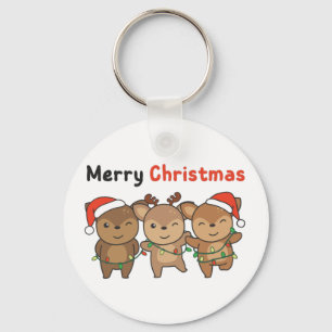 Deer Christmas Animals Cute Deer Merry Christmas K Key Ring