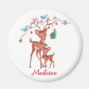 Deer Christmas Birds Christmas Stocking Magnet