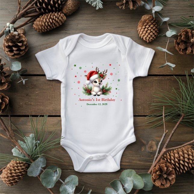 Deer christmas birthday baby bodysuit (Creator Uploaded)