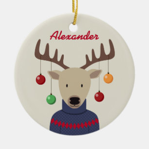 Deer Christmas Ceramic Tree Decoration