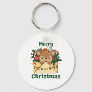 Deer Christmas Letter Winter Animals Deer Key Ring