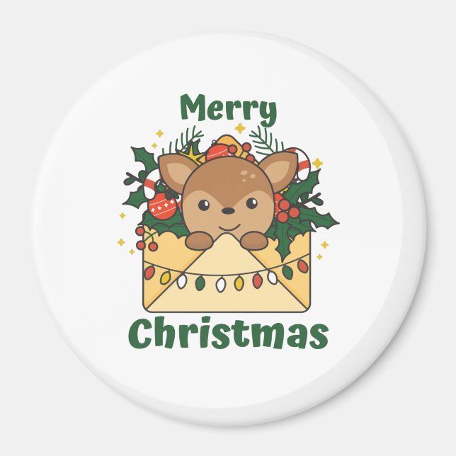 Deer Christmas Letter Winter Animals Deer Magnet (Front)