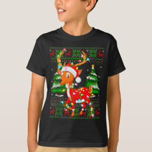 Deer Christmas Lights Santa Costume Ugly Xmas Swea T-Shirt