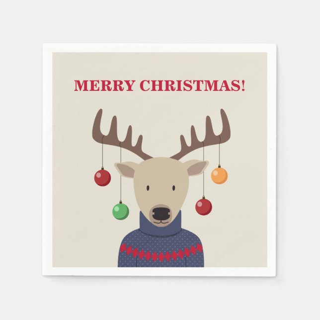 Deer Christmas Napkin (Front)