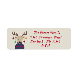Deer Christmas Return Address Label