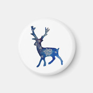Deer Christmas Small, 3.2 Cm Round Magnet