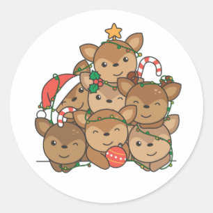 Deer Christmas Tree Funny Animal Christmas Classic Round Sticker