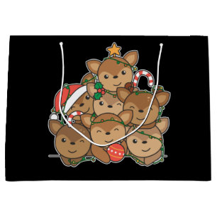 Deer Christmas Tree Funny Animal Christmas Large G Gift Bag