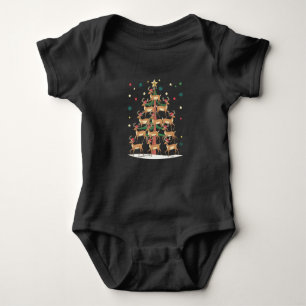 Deer Christmas Tree Funny Holiday Cute Reindeer  Baby Bodysuit
