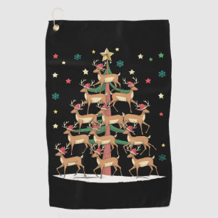 Deer Christmas Tree Funny Holiday Cute Reindeer Golf Towel