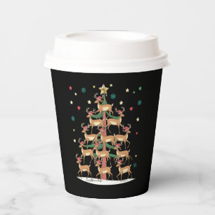 Deer Christmas Tree Funny Holiday Cute Reindeer  Paper Cups