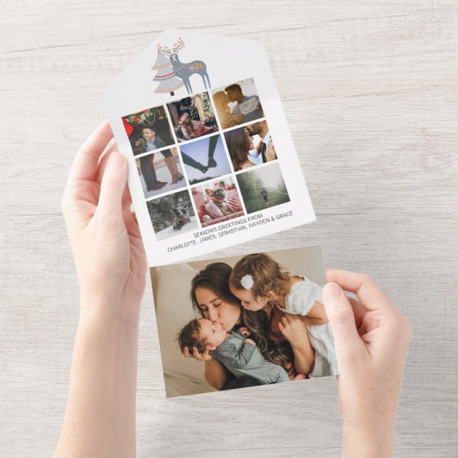 Deer Christmas Tree Personalised All In One Card (Tearaway)