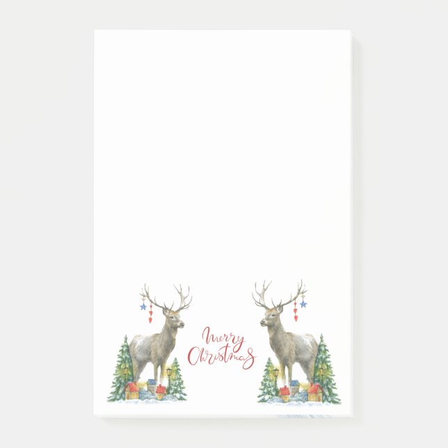 Deer, Christmas Trees and Presents  Post-it Notes (Front)