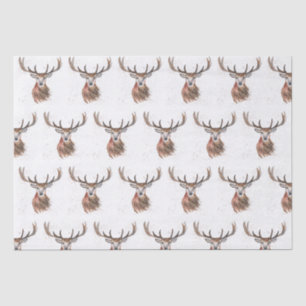 Deer Christmas watercolor Pattern Woodland Brown  Tissue Paper