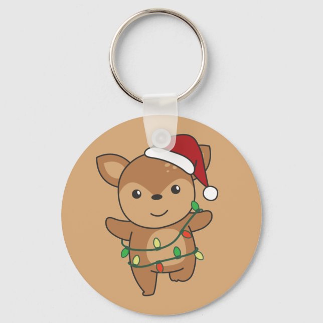 Deer Christmas Winter Animals Deer Keychain (Front)