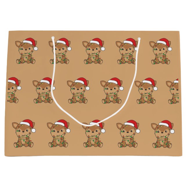 Deer Christmas Winter Animals Deer Large Gift Bag (Front)