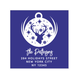 Deer Christmas Winter New Year Name Return Address Self-inking Stamp
