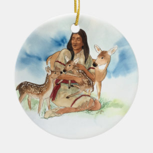 Deer Clan Mother Ceramic Tree Decoration
