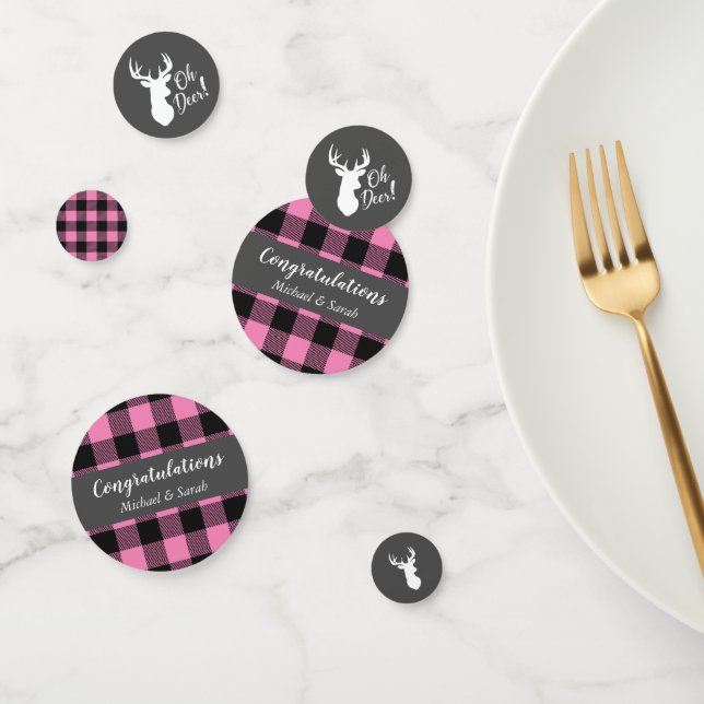 Deer Country Baby Shower Girl Pink Plaid Confetti (Group)