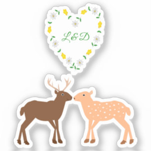 Deer Couple and Daisy Heart Custom