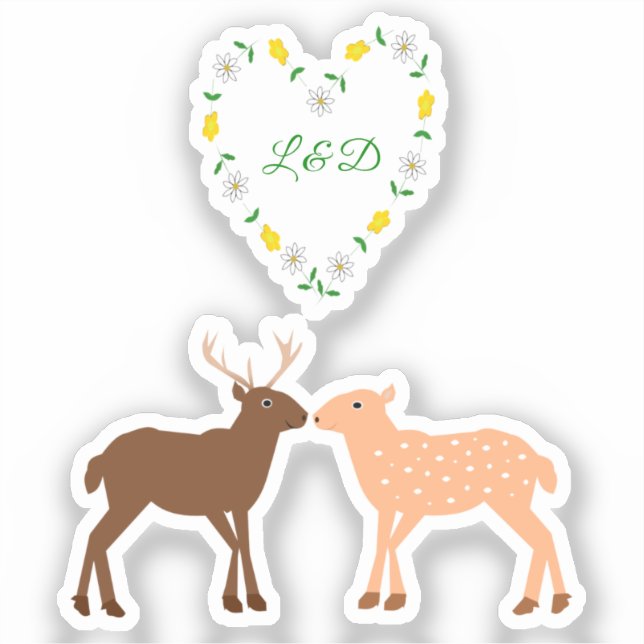 Deer Couple and Daisy Heart Custom (Front)