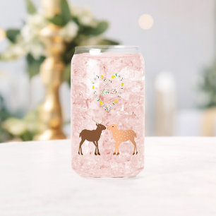 Deer Couple and Daisy Heart Custom Can Glass