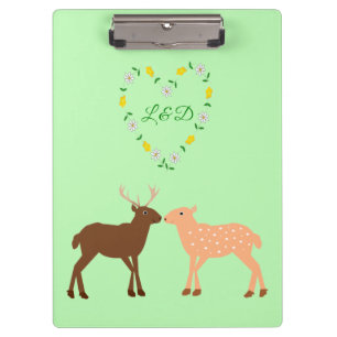 Deer Couple and Daisy Heart Custom Clipboard
