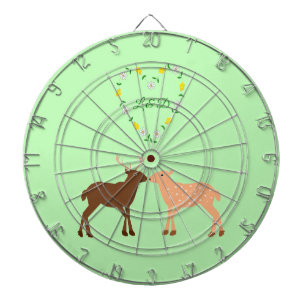 Deer Couple and Daisy Heart Custom Dartboard