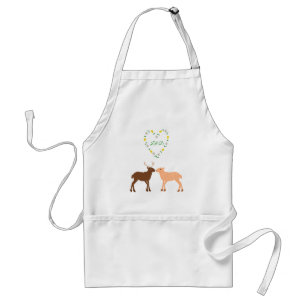Deer Couple and Daisy Heart Custom Standard Apron