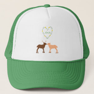 Deer Couple and Daisy Heart Custom Trucker Hat