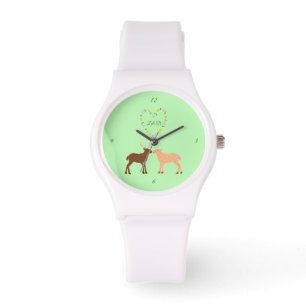 Deer Couple and Daisy Heart Custom Watch