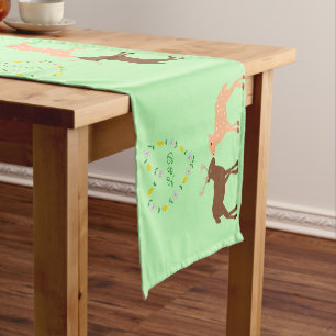 Deer Couple and Daisy Heart Custom Wedding Short Table Runner
