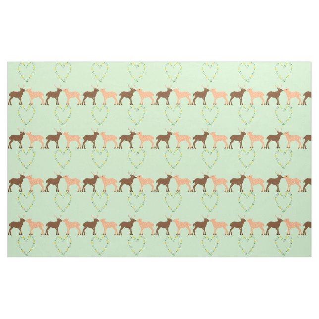 Deer Couple and Daisy Heart Fabric (Fat Quarter)