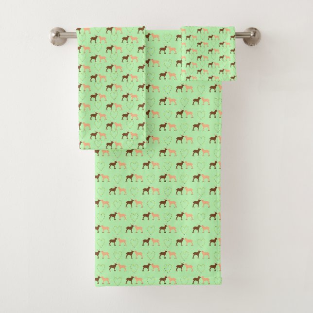 Deer Couple and Daisy Heart Patterned Bath Towel Set (Insitu)