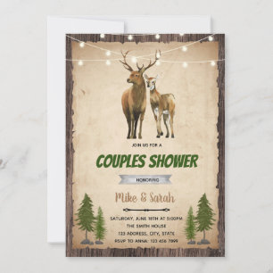 Deer couples shower party theme invitation
