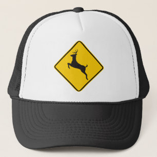Deer Crossing Highway Sign Trucker Hat