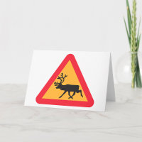 Deer Crossing Road Sign Greeting Cards
