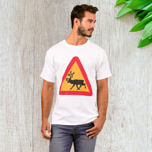Deer Crossing Road Sign Mens T-Shirt