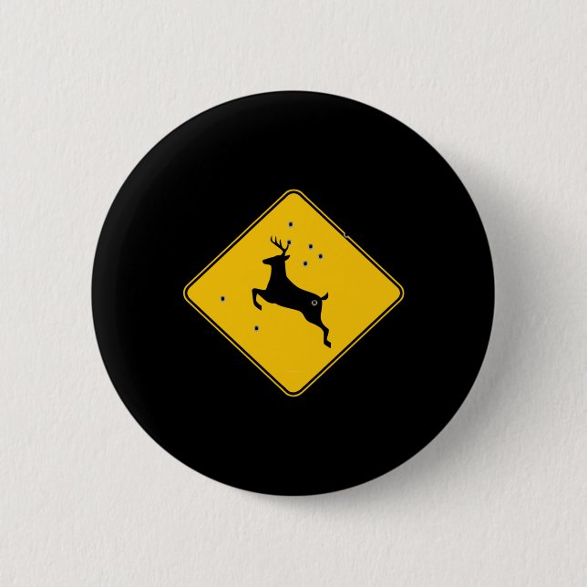 Deer crossing sign 2 Classic 6 Cm Round Badge (Front)