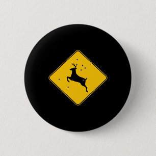 Deer crossing sign 2 Classic 6 Cm Round Badge